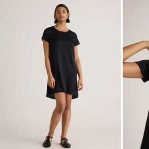 Washable stretch silk Tee dress by Quince - M - black